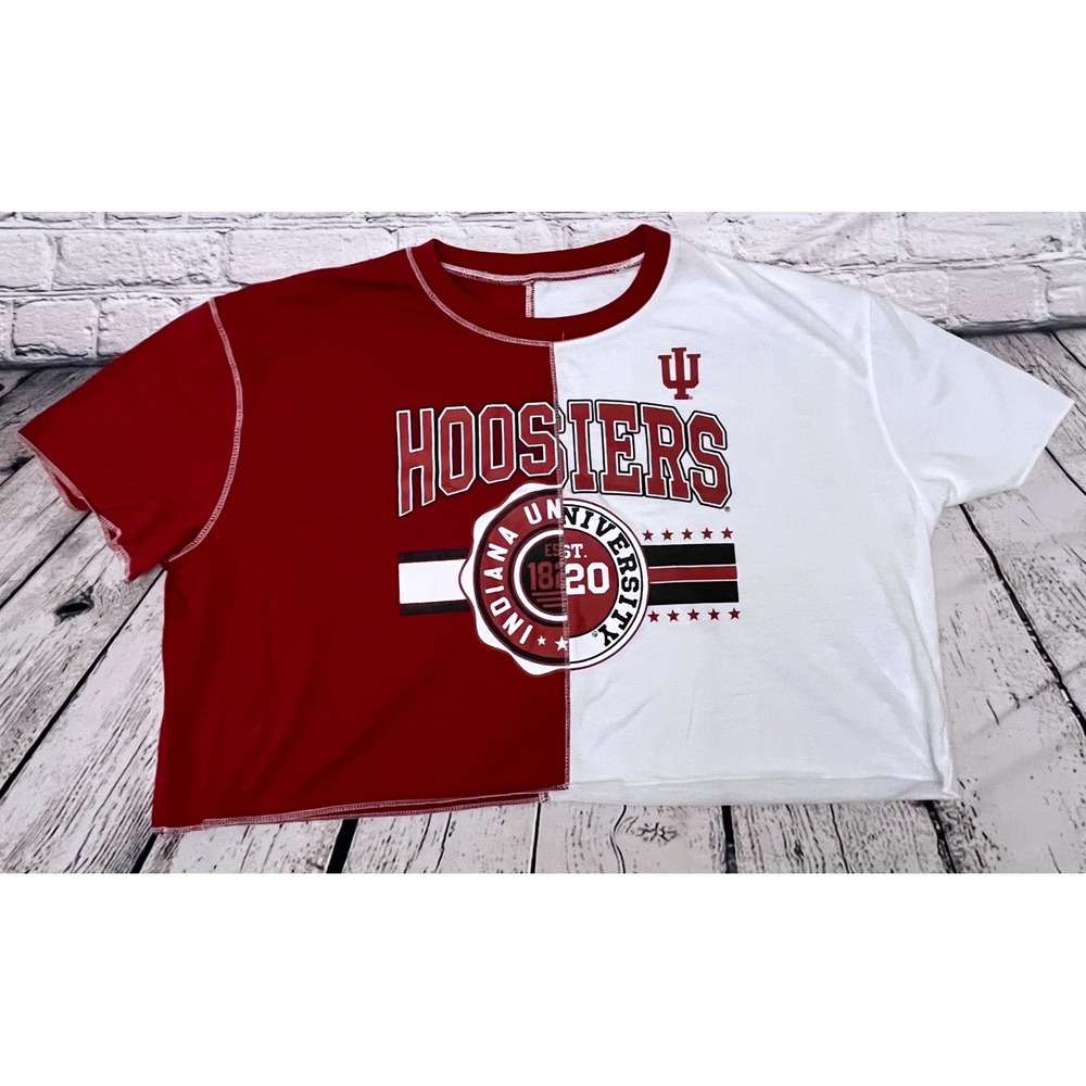 Indiana University Hoosiers Cropped Color Block Cropped T Shirt-New Missing Tags